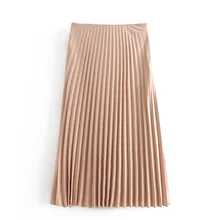 RR однотонные плиссированные юбки женские модные свободные шелковые текстурированные юбки женские элегантные юбки до середины икры женские JR