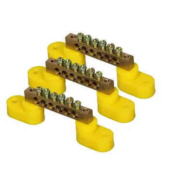 

3PCS 6 Holes Positions Screw Metal Terminal Grounding Strip Bus Bar Block