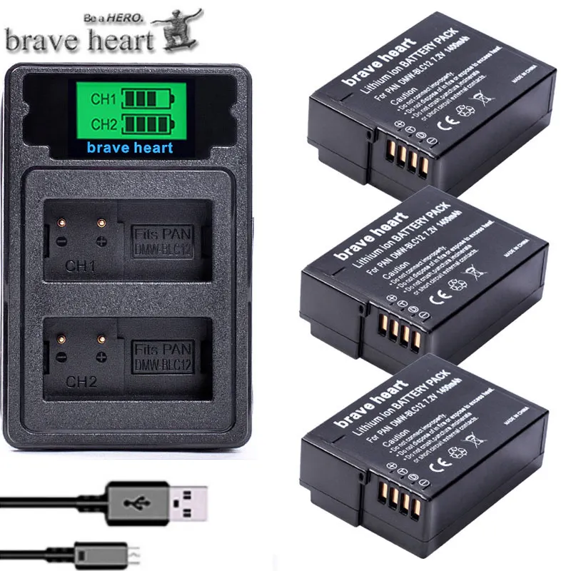 Аккумулятор BLC12E BLC12PP батарея BLC12 + двойное зарядное устройство/usb кабель для Panasonic