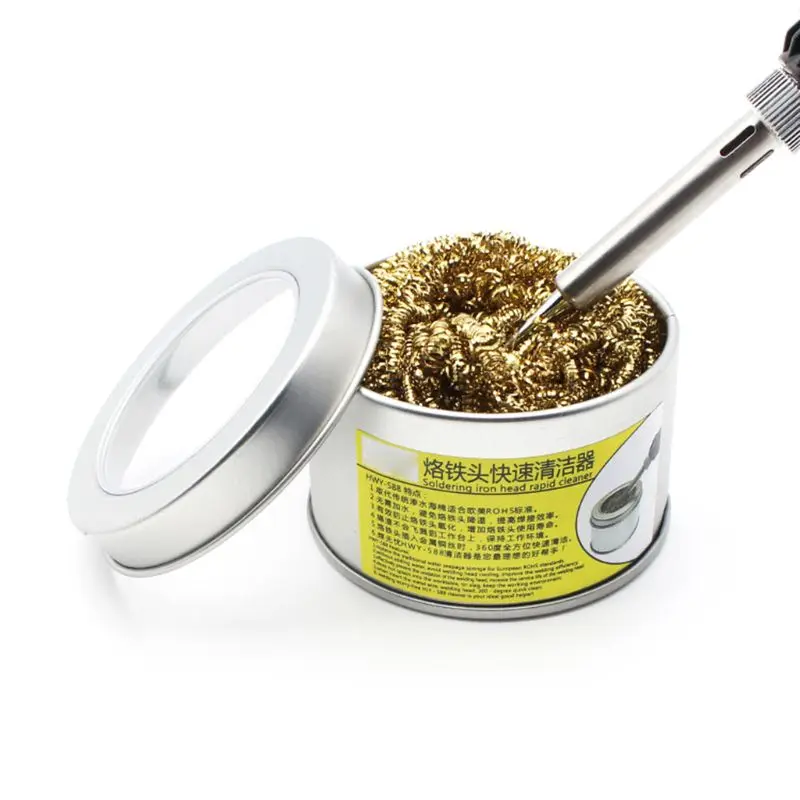 

Soldering Iron Head Rapid Cleaner Cleaning Steel Wire Ball With Metal Case Set B95A