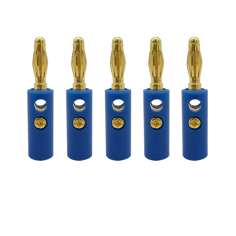 5/10/20pcs Blue 4mm Banana Plug Connector Adapter Audio Speaker Wire