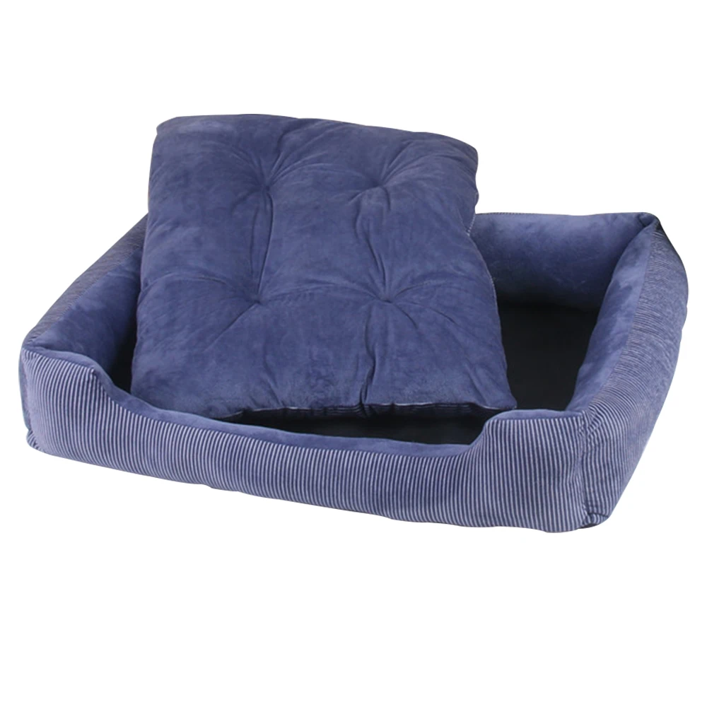 Warm Winter Pet House Dog Bed Mat House Pad Nest Dog Stripe Bed With Kennel For Small Medium Large Dogs Plush Cozy Nest A