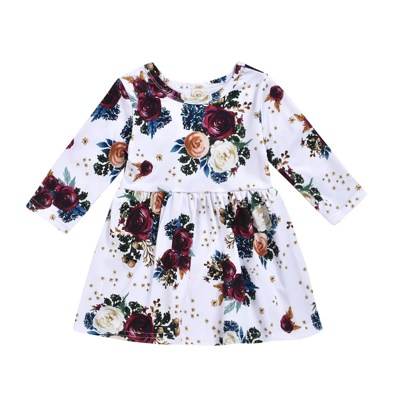 

Autumn Cute Casual Floral Print Dress Baby Girls Long Sleeve Kids Princess Dresses