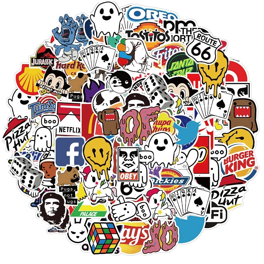 10/50/100Pcs Brand Stickers Laptop Macbook Cup Guitar Luggage Fridge Skateboard Bicycle Tide Logo Decal Sticker