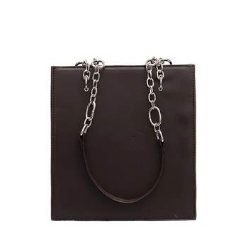 

2020 Women Fashion Solid Color Shoulder Bag Ladies Casual Shopping Daily Wear PU Leather Simple New Tote Chain Strap Bags