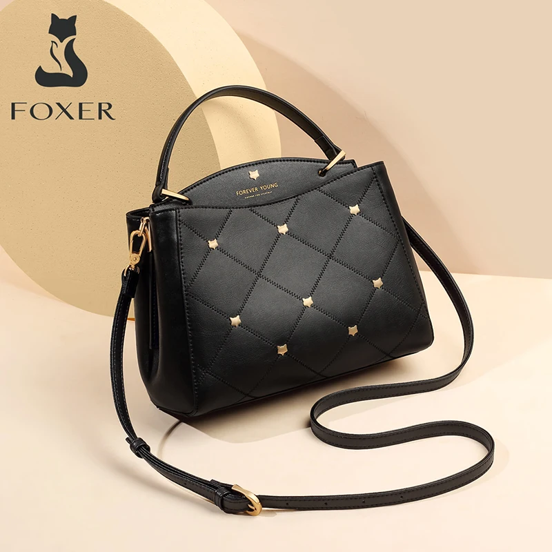 

FOXER 2020 Original Cow Leather Women's Handle Shoulder Bags Business Lady Commute Purse Female Fall Winter Big Cross body Bag