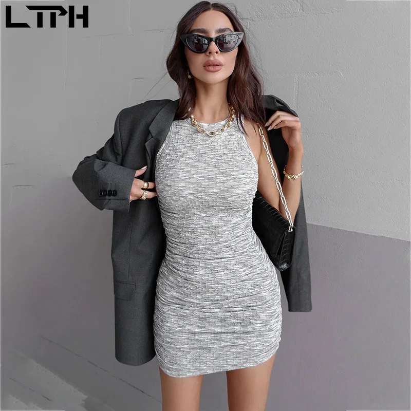 

LTPH 2020 Autumn new arrival sexy slim knit Sleeveless dress temperament versatile bottoming fashion Office Lady bag hip dresses