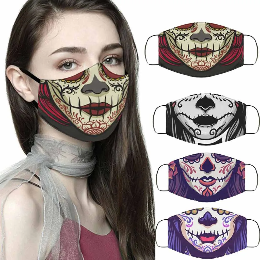 Skull Printed Scary Mask Fabric Face Mask Adult Anime Mask Cosplay