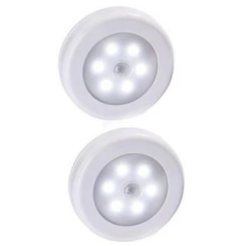

2Pcs Infrared Pir Motion Sensor 6 Led Night Light Wireless Detector Light Wall Lamp Light Auto On/Off Closet Battery Power