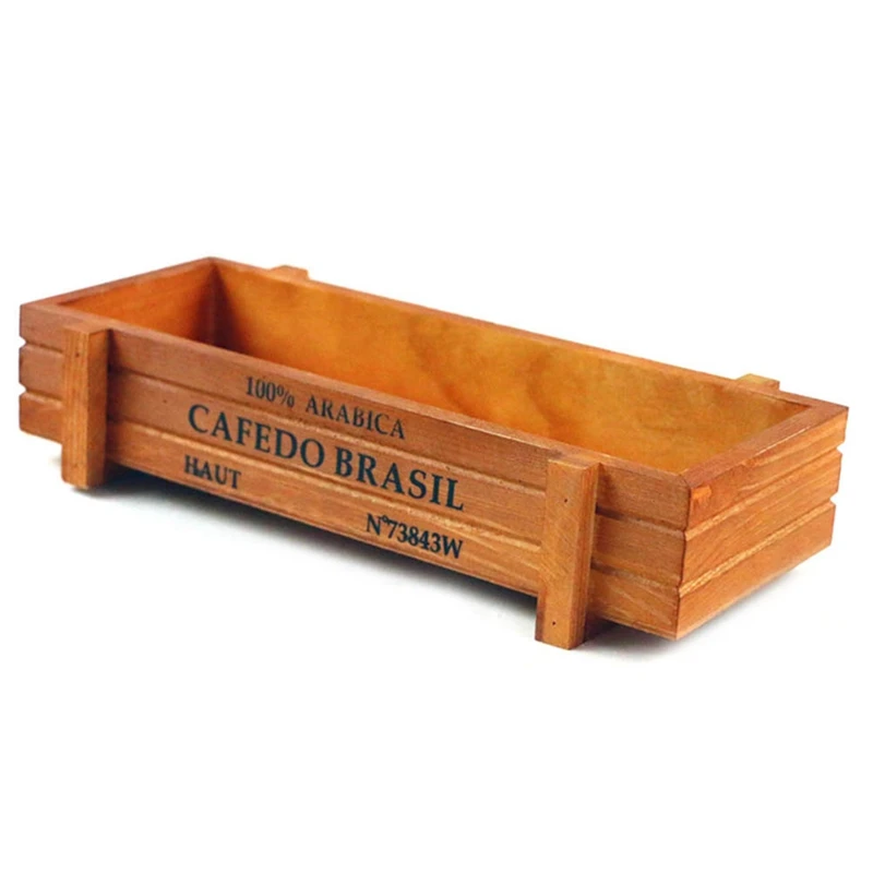 Garden Plant Pot Decorative Vintage Succulent Planter Wooden Boxes Crates Rectangle Table Flower Pot Gardening Device