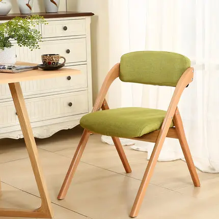 Grass Green Fabric Простой современный дом бук складной стул Массив дерева, ткань стиральная и обеденный диван Кемпинг офисный стул кофе стул - Цвет: Grass Green Fabric