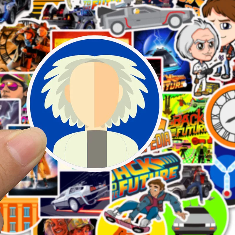 50Pcs Movie Back To The Future Stickers Pack for On The Laptop Fridge Phone Skateboard Travel Suitcase Sticker