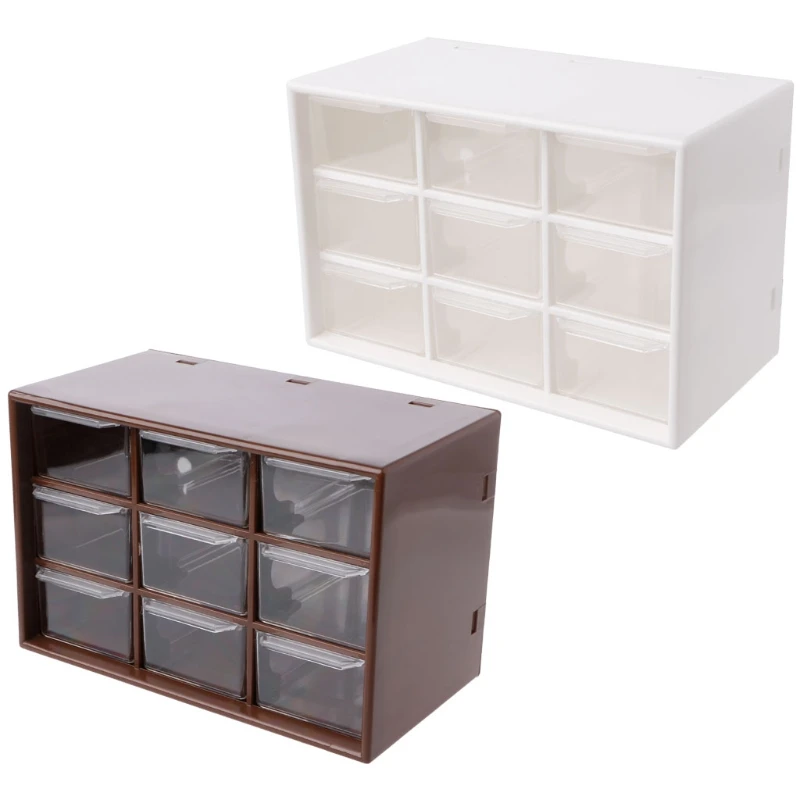 9 Drawer Plastic Storage Cabinet Desktop Makeup Bin Box Jewellery