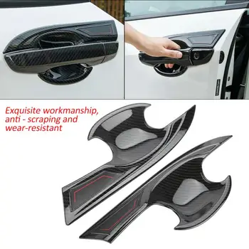 

4PCS Car Outer Door Handle Bowl Cover Trim Stickers Carbon Fiber Style For Honda Civic 2016 Car Accessories New