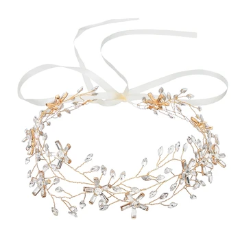 

Bridal Hair Vines Ribbon Headband Pearl Crystal Hair Accessories Party Accessories