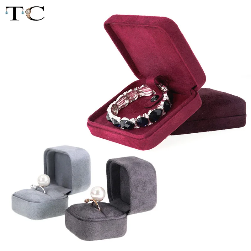 

Jewelry Box Velvet Container Boxes Holder for Wedding Engagement Ring Earrings Necklace Display Gift Organizador De Joyas