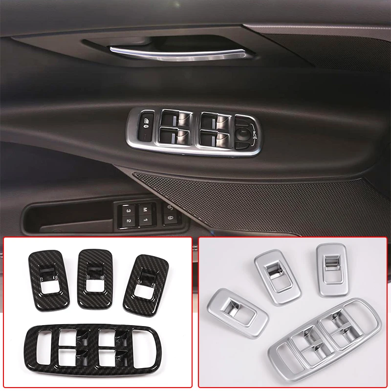 

4pcs Auto Part Car Door Window Lift Switch Button Panel Cover Trim ABS Carbon fiber For Jaguar XE Interior Accessories Sticker