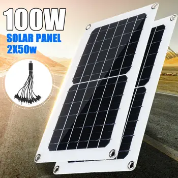 

5V Solar Panel 100W/50W Solar Cell USB Monocrystalline 2A Solar charger Output Outdoor Camping with One to Ten Data Cable