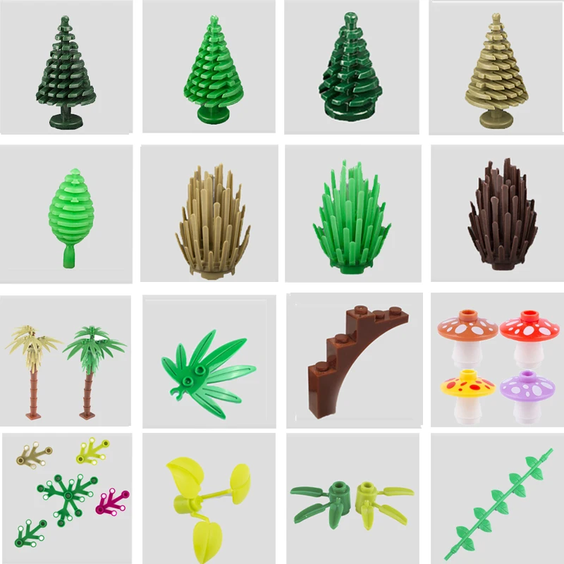 Moc City Plant Tree Leaf Diy Building Blocks Parti Fiore Erba Fungo Accessori Per Mattoni Giocattoli Per Bambini Compatibile Con 2417 2423