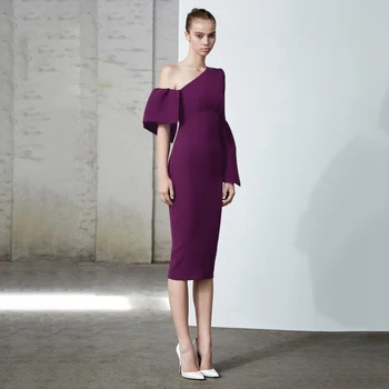 

LEGER BABE 2020 New One Shoulder Women Bandage Dress Sexy Flare Sleeve Bodycon Vestidos Dresses Night Club Party Dress