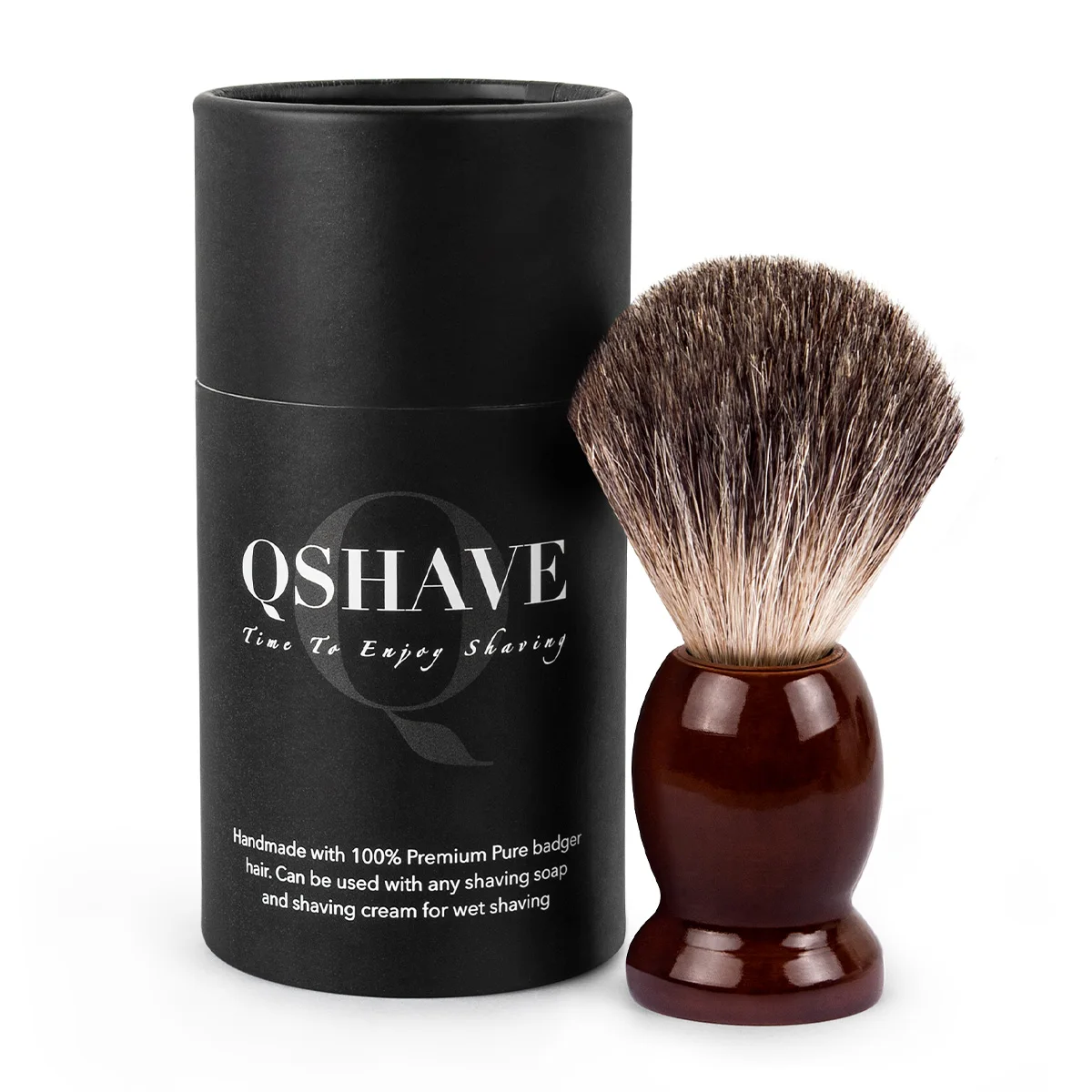 Qshave Man Pure Badger Hair Shaving Brush Wood 100% for Razor Double Edge Safety Straight Classic Safety Razor Brush