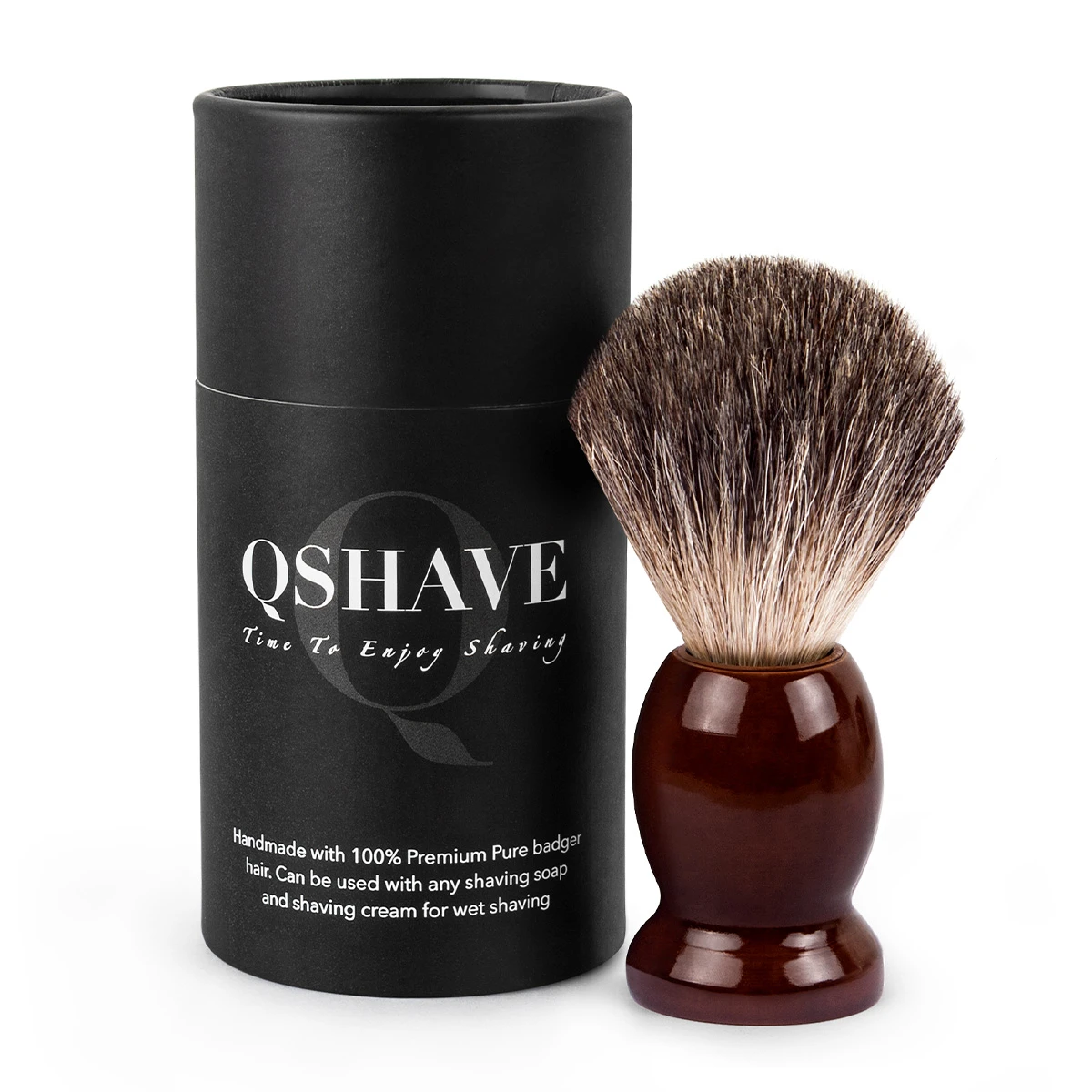 Qshave Man Pure Badger Hair Shaving Brush Wood 100 For Razor Double