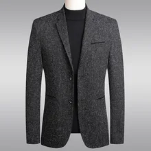 Зимний мужской костюм, пиджак, деловой повседневный мужской блейзер, пальто, нарядный костюм, костюм homme, однотонный, приталенный, высокое качество