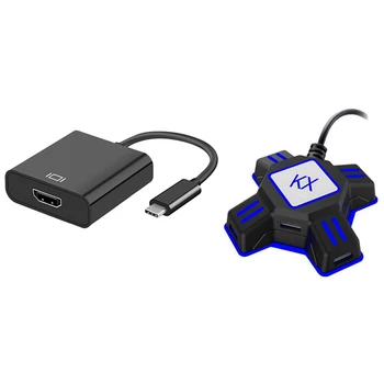

2 Pcs Electronic Accessories: 1 Pcs USB 3.1 Type C USB-C to HDMI Adapter Cable & 1 Pcs KX USB Game Controller Converter