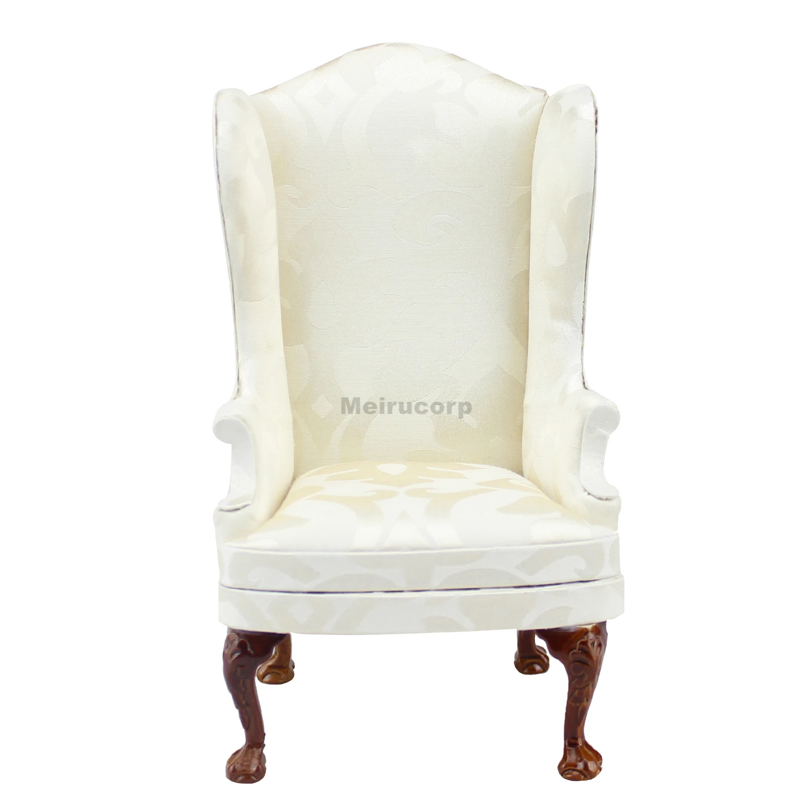 

Doll Furniture 1/6 Scale Fabric Wood Model Wing Chair Scenes Photography Props