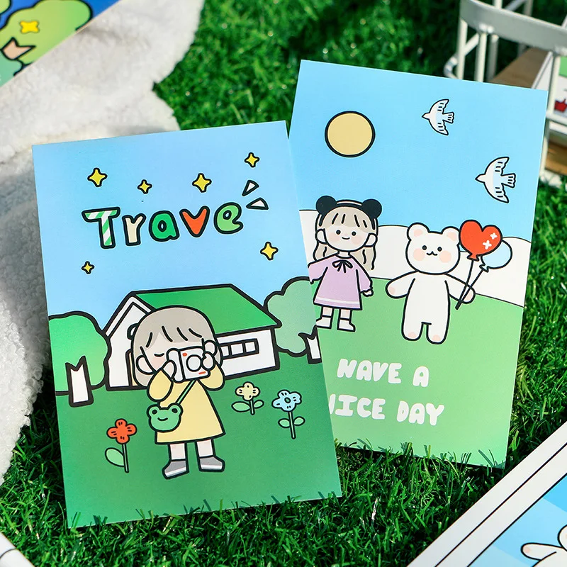 30 Sheets Daydreamer Series Postcard DIY Hand Painted Watercolor Boy and Girl Greeting Cards Message Card