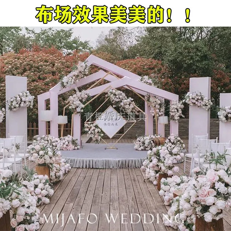 

2pcs set 2.4 Meter New Wrought Iron Concentric Wedding Arrangement Props Shelf Wedding Props Stage Background Arch Decoration