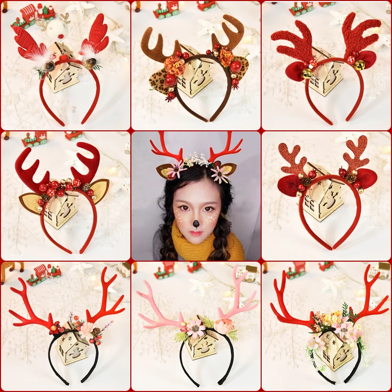 Женская рождественская сказочная Цветочная повязка на голову в стиле ретро, ветка дерева, уши оленя, рога оленя для волос, обруч, корона, праздничные вечерние реквизиты|Аксессуары для волос для девочек| | АлиЭкспресс