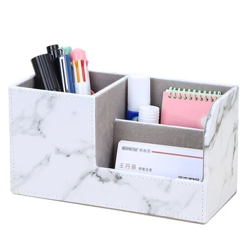 

Marble small pencil case PU leather desk storage box mobile phone holder business card holder office storage box