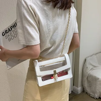 

2020 Summer Transparent Jelly bag Square Female Crossbody bag New PVC Women Fashion Casual Handbag Chain Shoulder Messenger Bag