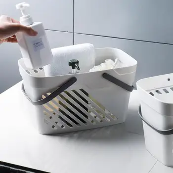 

Plastic Bath Basket Portable Shower Storage Basket with Handle Shampoo Organizer Desktop Storage Box Case Bathroom Accessories