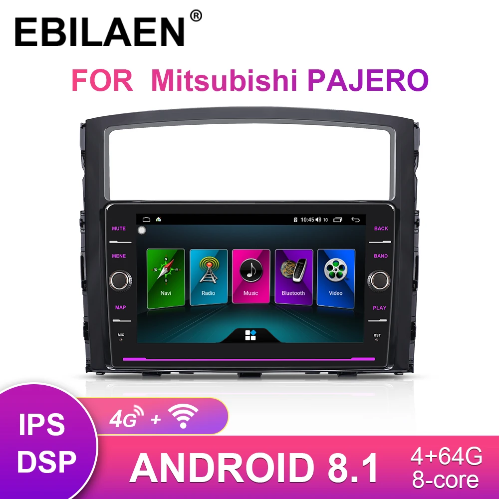 Дешево EBILAEN автомобильный DVD радио плеер для Mitsubishi PAJERO 4 мультимедиа 2din Android 8,1 радио font b gps b font навигация V90 V97 камера заднего вида