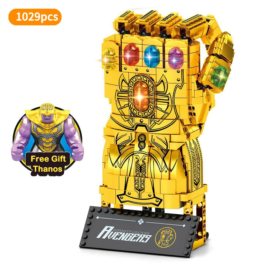 

Thanos Gold Nanogloves Marvel Avengers Endgame Super Heroes Iron Man Infinity Gauntlet Bricks Building Block Toys For Boys Gift