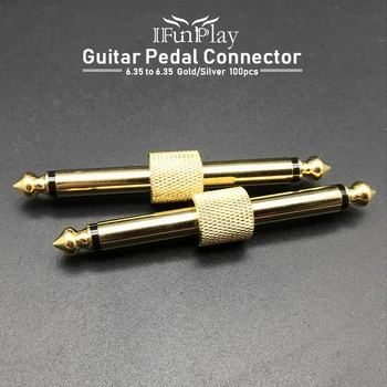 

100pcs 6.35 to 6.35mm Guitar Effect Pedal Connector Straight Gutiar Jack Interface Electric Pedalboard Pedal Board Accessories