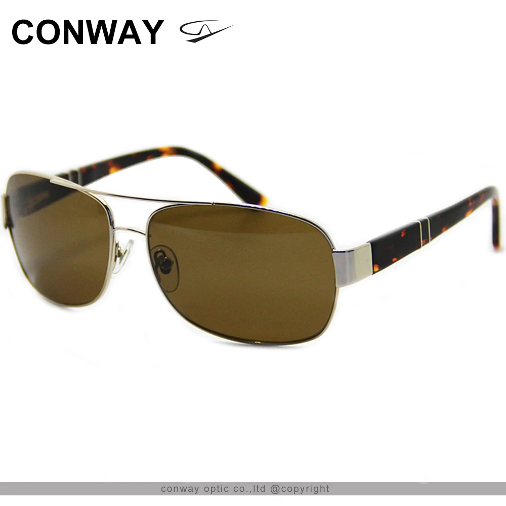 Günstig Conway Rechteckigen Pilot Sonnenbrille für Männer Military Stil Sonnenbrille Anti Glare Fahren Gläser Metall Ruhm Unzerbrechlich Arme