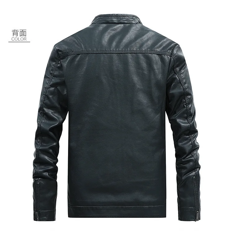 AliExpress, однотонное кожаное пальто, мужское, простое, из искусственной кожи, мотоциклетная куртка, Мужская, простая, большой размер, со стоячим воротником, кожаная куртка
