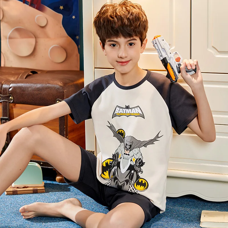 Summer Teenager Boy Pajamas Sets Anime Print Kids T Shirt Shorts Homewear Suits 2-12 Yrs Child Sleepwear Toddler Casual Clothes custom pajama sets	