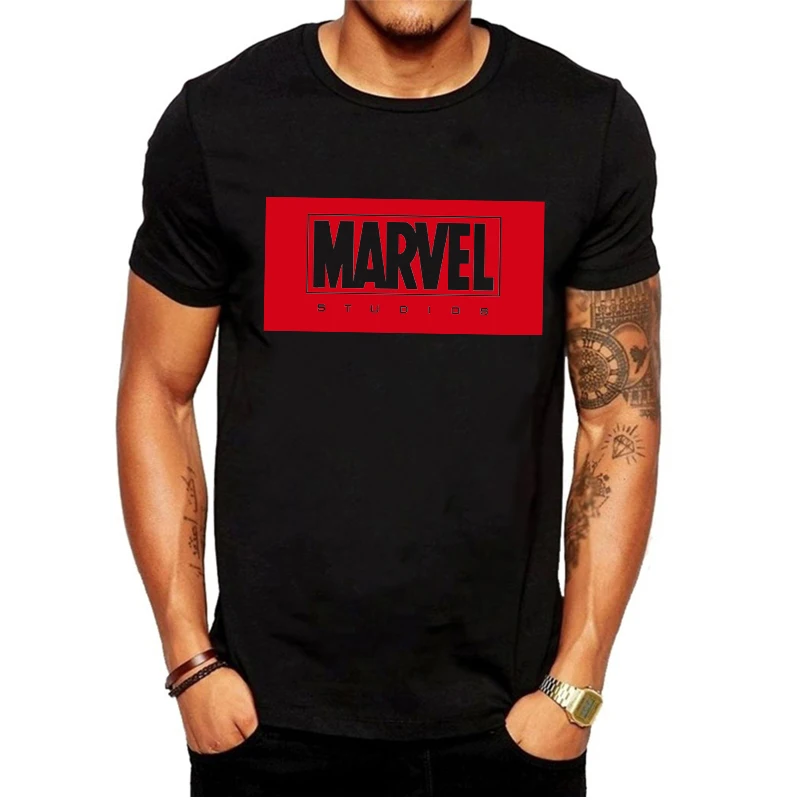 LUSLOS/Новинка, футболка с принтом Marvel, Мужская футболка с коротким рукавом, мужские топы для мальчиков, футболки, повседневная футболка с круглым вырезом, белая, черная, уличная