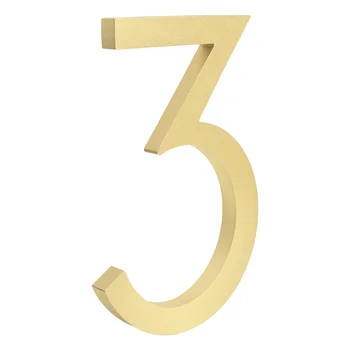 

Big Floating House Number Sign Golden 15cm Modern Building Signage Outdoor Huisnummer Numeros Casa Door Numbers Address Plate