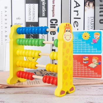 

Cartoon Wooden Abacus Counting Frame Kids Colorful Geometric Sorting Montessori Math Educational Toys Stack Building Puzzle Toy