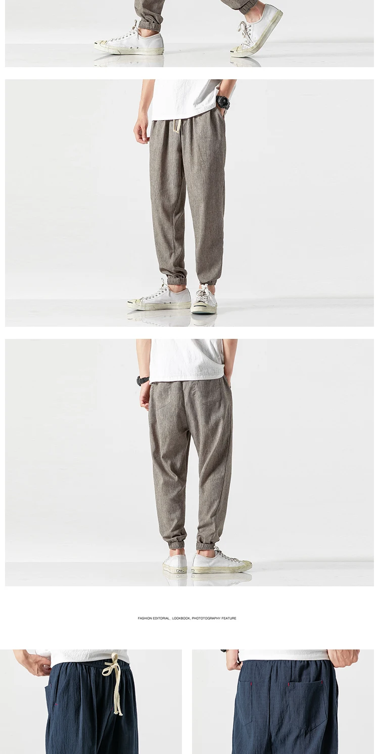 Japanese thin bloomers, linen pants, cotton and linen harem pants men  harajuku fashion  japanese fashion mens hip hop clothing