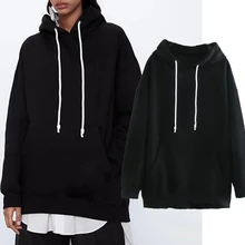 

Withered England Style High Street Boyfriend Winter Hoodies Women Fashion Vintage Hooded Kangaroo Pocket Sweatshirt Pullovers