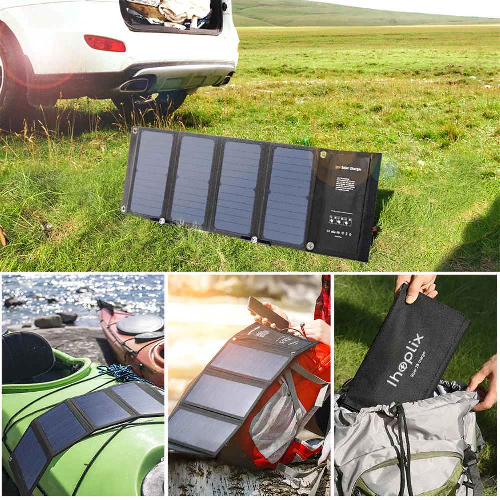 New 28W Solar Panel Foldable Kit 3 USB Port Portable Solar Panles QC 3.0 Quick Charging for Camping Cell Phone Tablet Charger