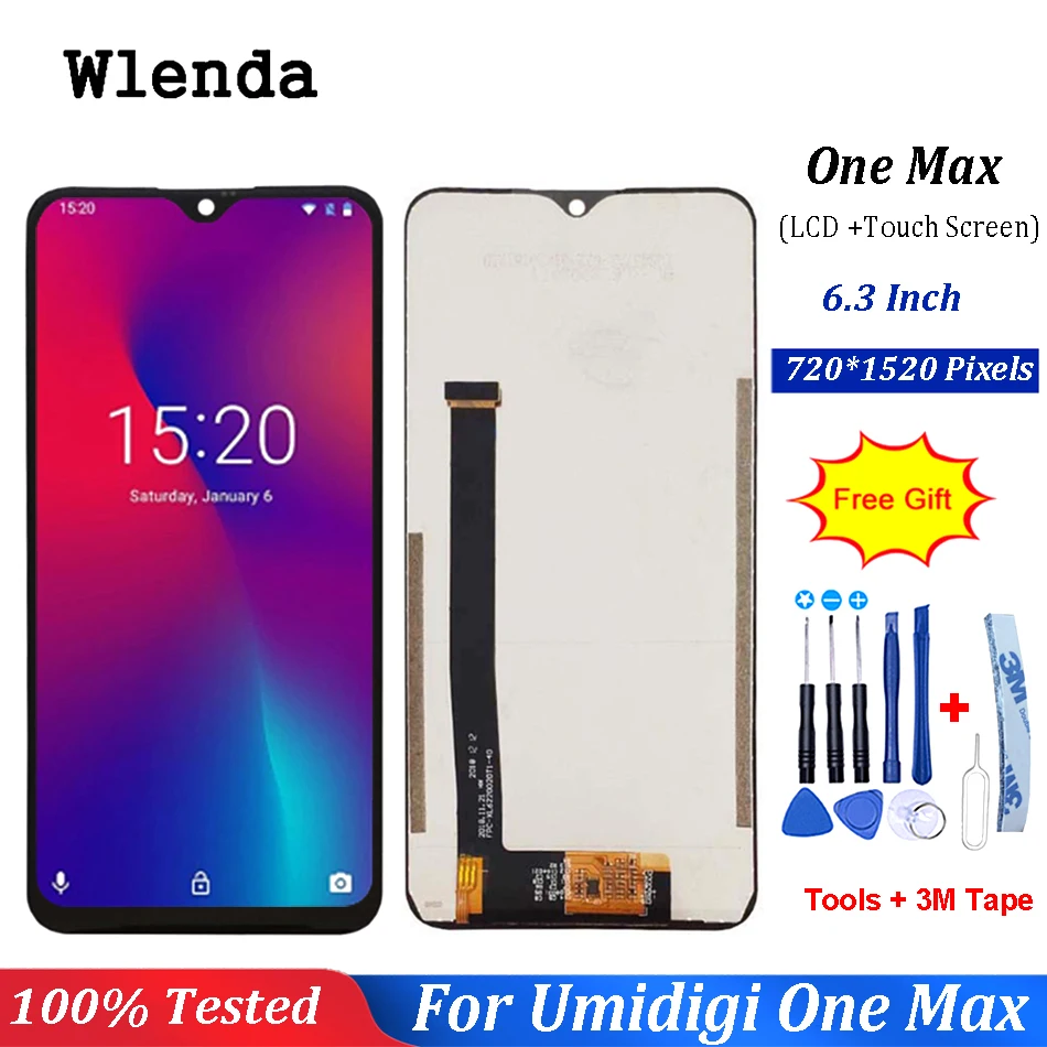 

6.3"Black For UMI Umidigi One Max LCD Display and Touch Screen Assembly Replacement +Tools For UMI Umidigi one max