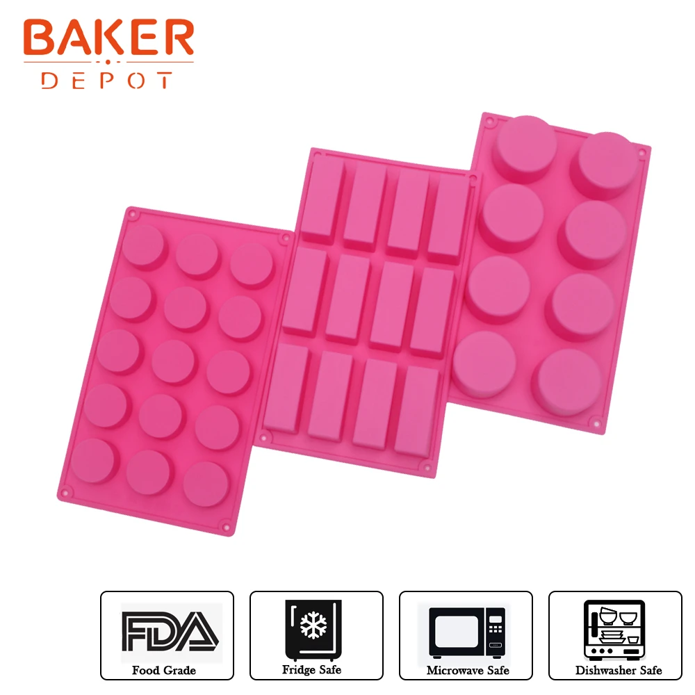 BAKER DEPOT силиконовая форма для мыла ручной работы круглый торт пудинг оборудование для выпечки 3 шт./компл. мыло хлеб для муссов и десертов инструмент для торта