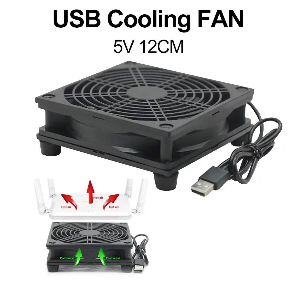 5V USB Router Fan TV Box Cooler 120mm PC DIY Cooler W/Screws Protective net  Silent Desktop Fan